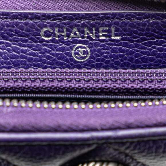 CHANEL Purple Lambskin Leather Logo Wallet - Picture 6 of 9